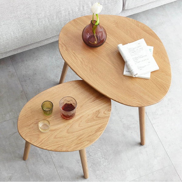 サイドテーブル ネストテーブル ツインテーブル 2個セット ブラウン