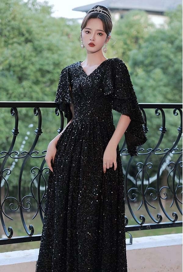 楽天市場】ドレス 大人 ピアノ 発表会 Vネック イブニングドレス