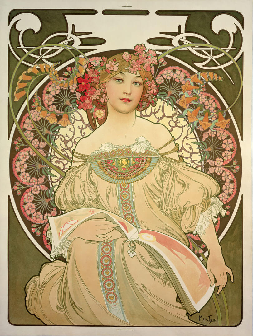MUCHA アルフォンス・ミュシャ リトグラフ『朝の女神』額装 MUCHA