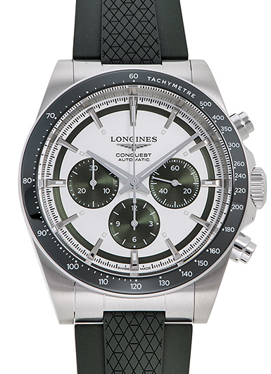 ロンジン コンクエスト クロノグラフ L3.835.4.02.9 シルバー/グリーン