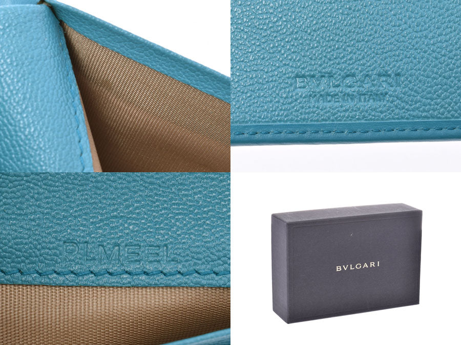 ブルガリ ドッピオトンド がま口財布 ターコイズブルー GP金具