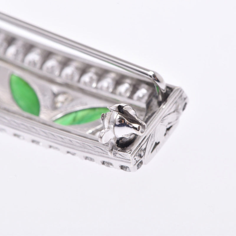 Pt900 翡翠 ダイヤモンド ブローチ