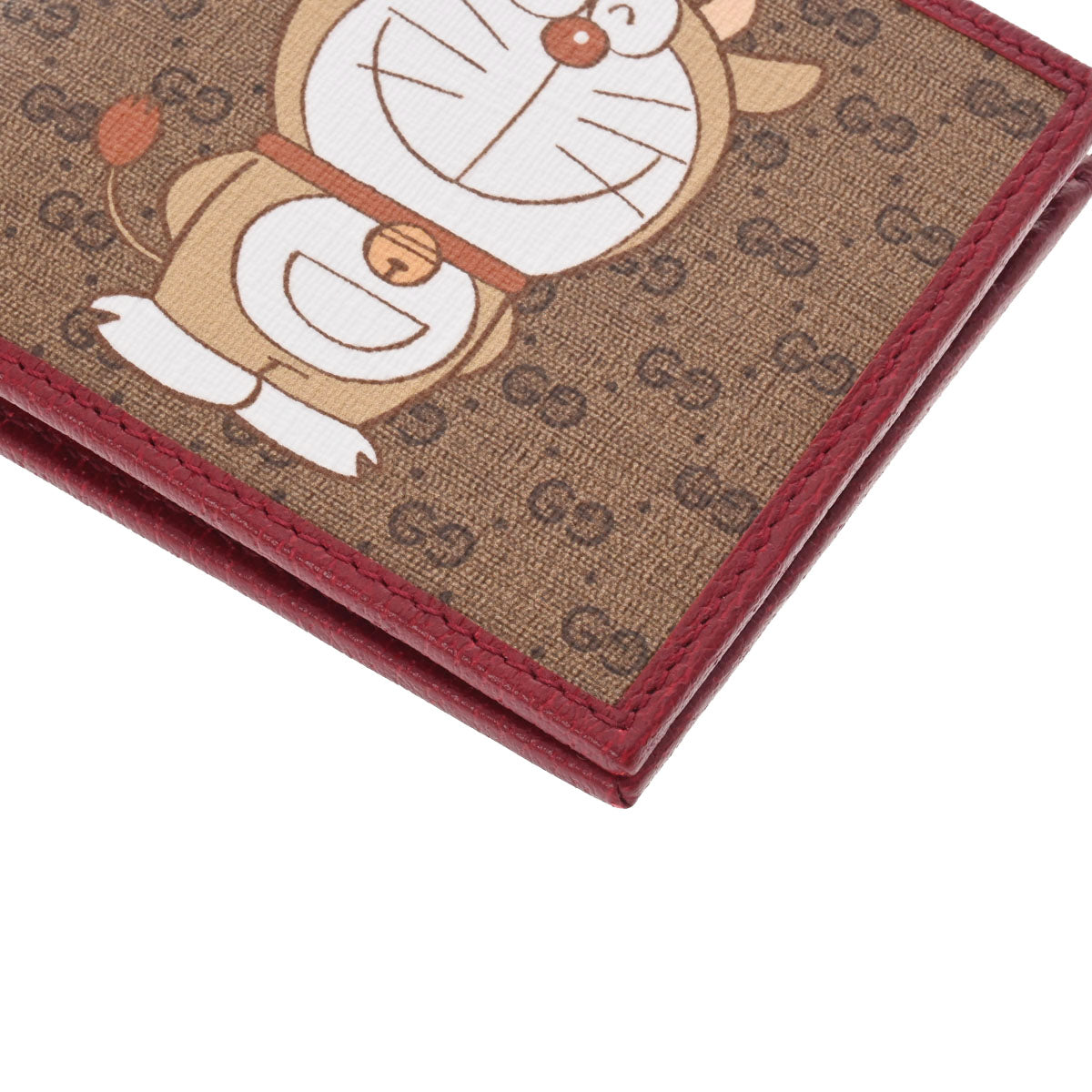 グッチ牛ドラえもん 二つ折り財布 ベージュ/レッド レディース GG