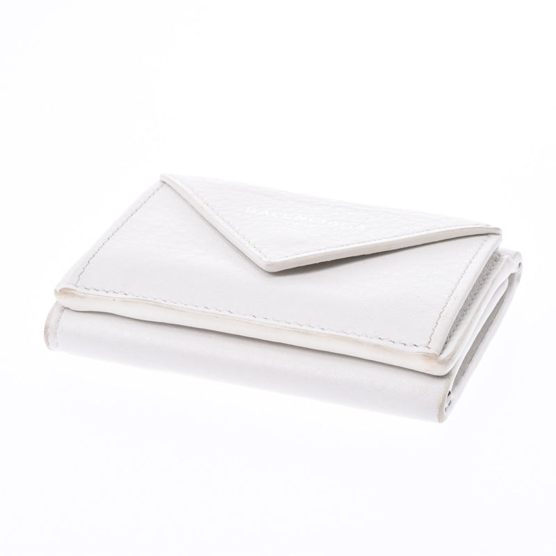 バレンシアガペーパーミニウォレット 白 ユニセックス カーフ 三つ折り