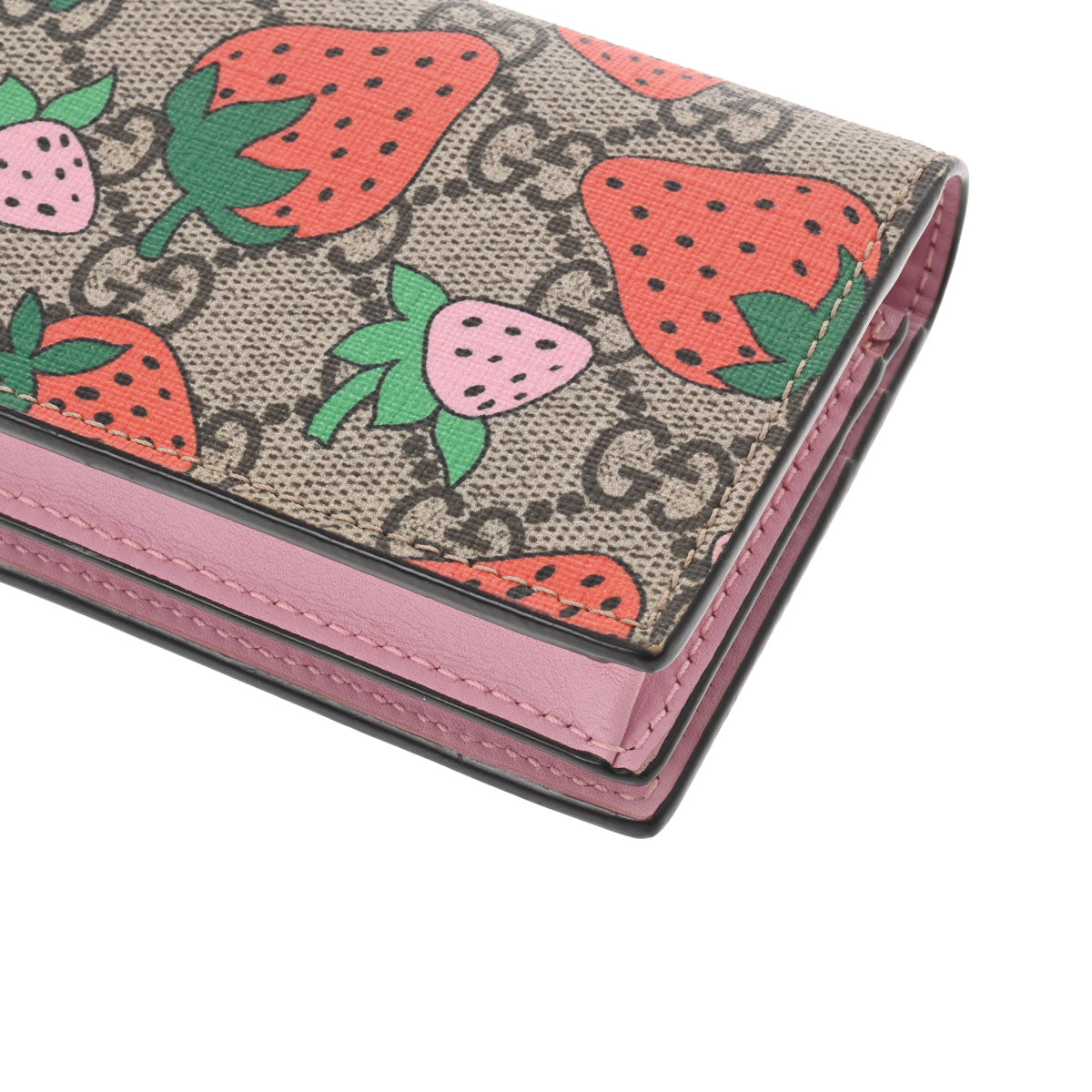 グッチミニウォレット ストロベリー ベージュ/赤/ピンク メンズ GG