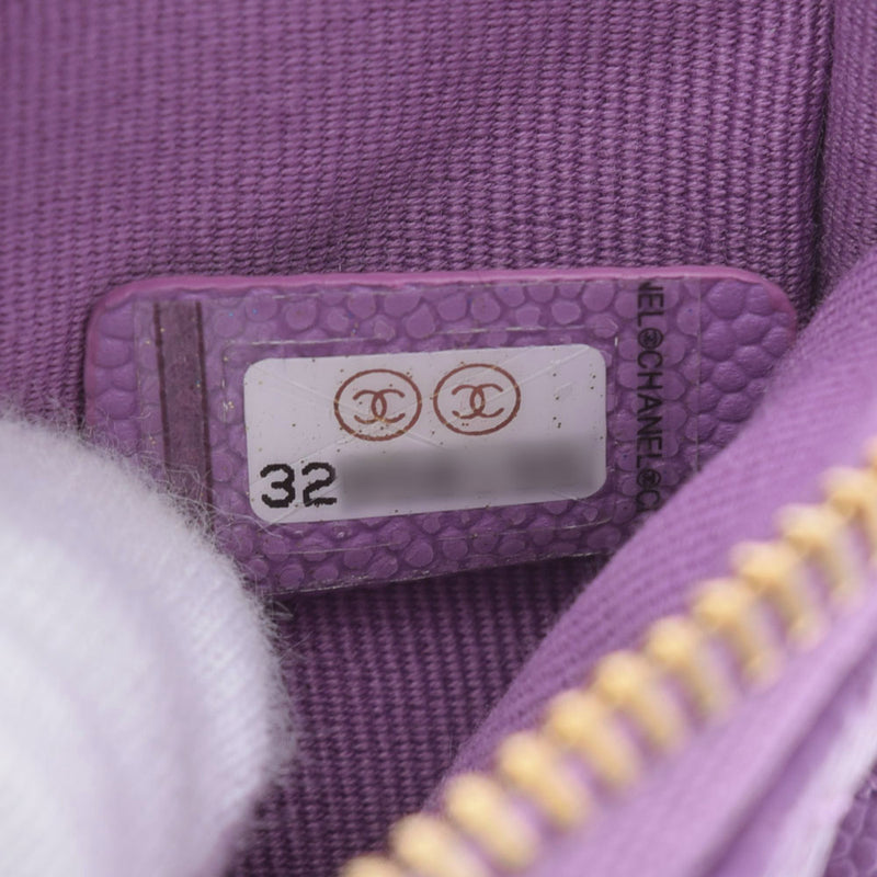 シャネルクラシックミニポーチ 14143 紫 ゴールド金具 ユニセックス