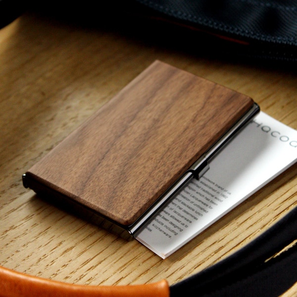 CARD CASE」重厚感のあるステンレス素材と銘木をあわせた木製名刺入れ