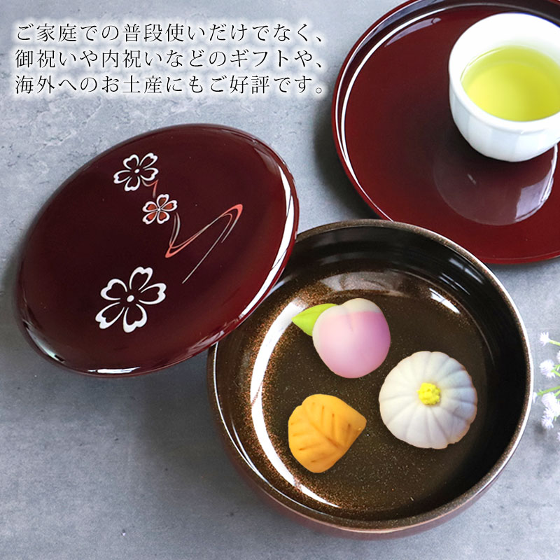 母のお茶道具 輪島塗 盆付き蓋付菓子箱 盆サイズ220mm