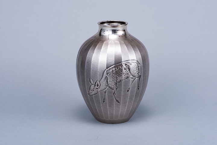 銀花瓶 純銀刻 三越刻 政 未使用 銀花瓶 純銀刻 三越刻 政