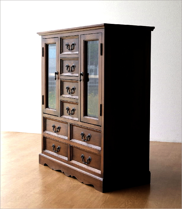 キャビネット ガラス 収納棚 アンティーク 家具 サイドボード オーク