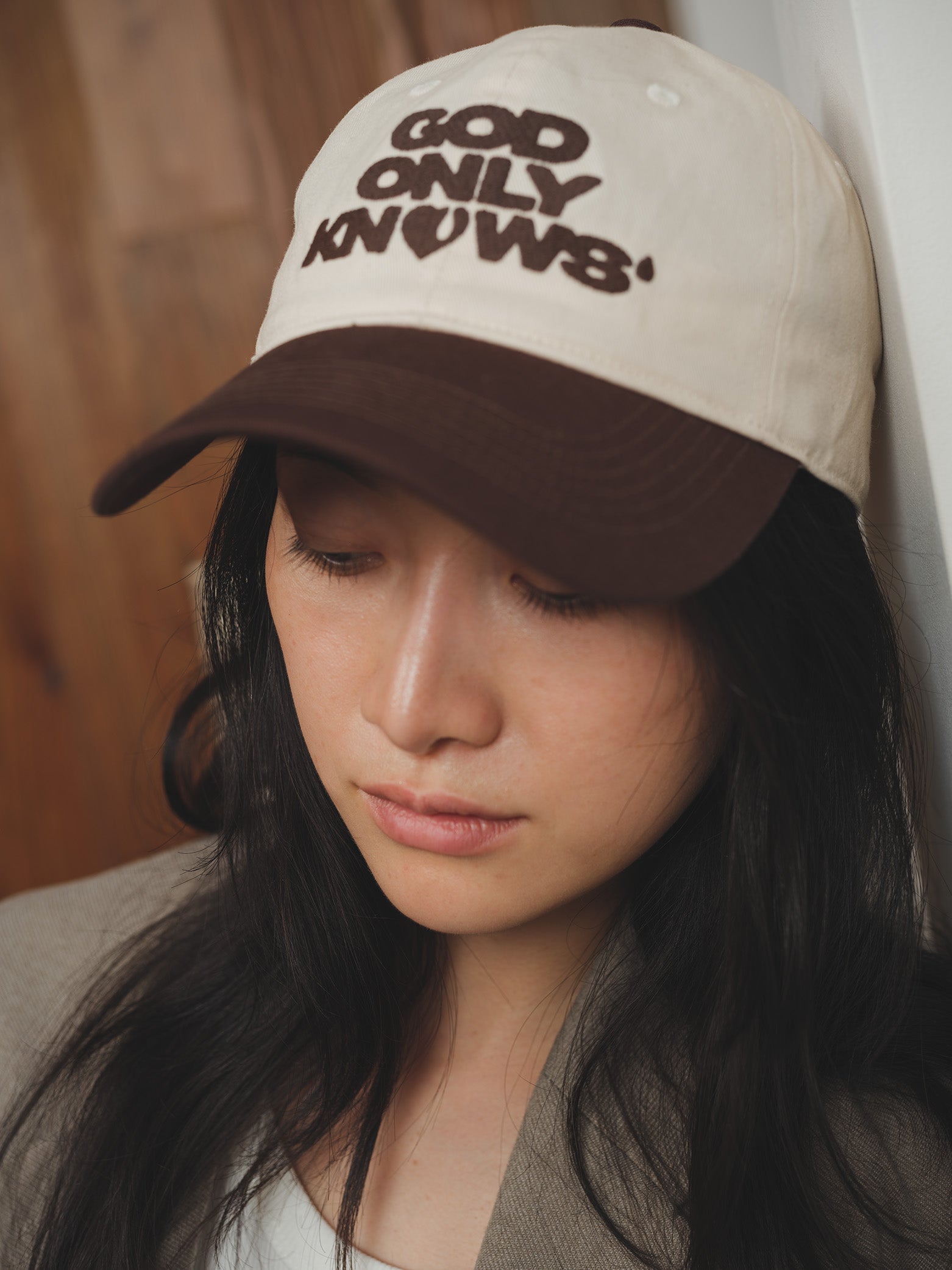 GOD ONLY KNOWS キャップ ツートン ブラウン SIGNATURE LOGO 2TONE CAP