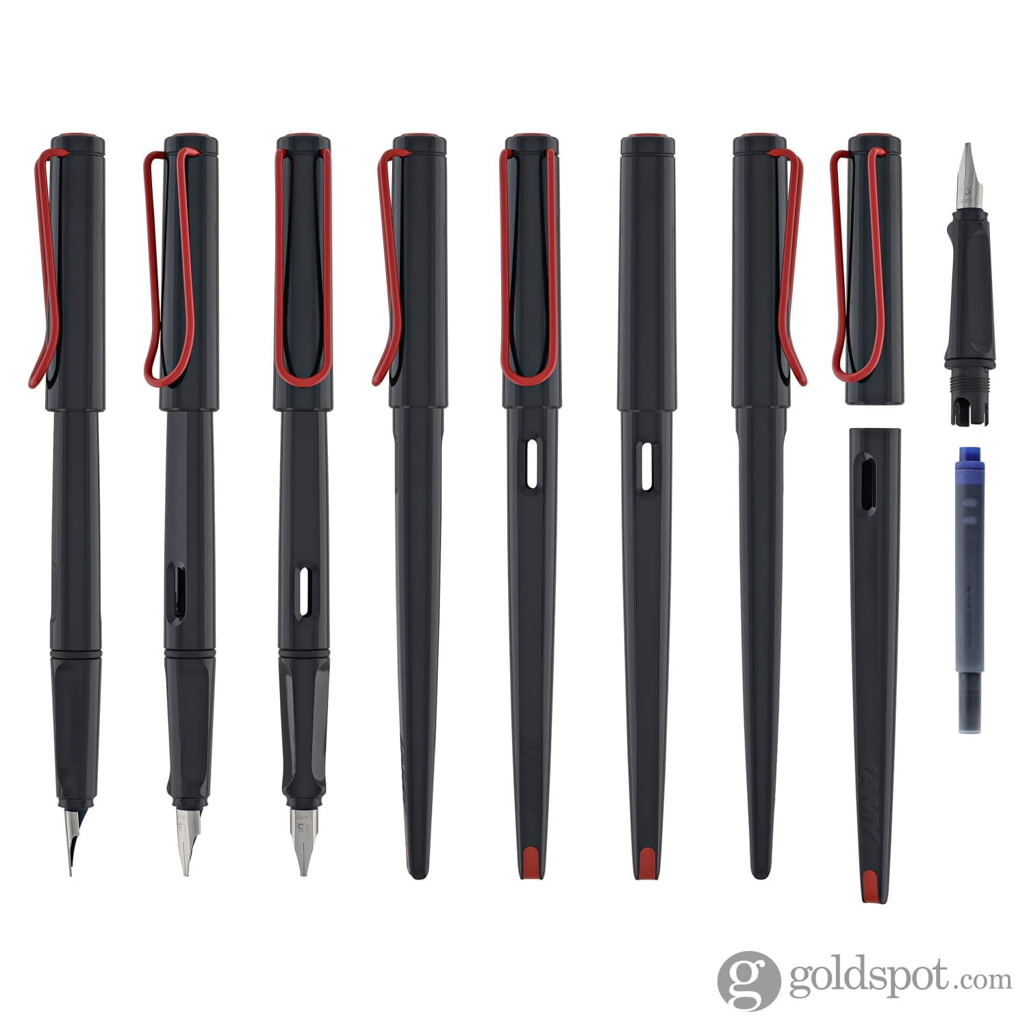 Lamy Joy Calligraphy Fountain Pen in Shiny Black with Red Clip