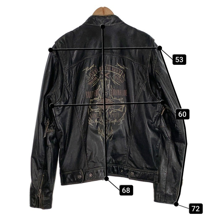 メガサイズ！ハーレーダビッドソン シングル ライダースジャケット 黒