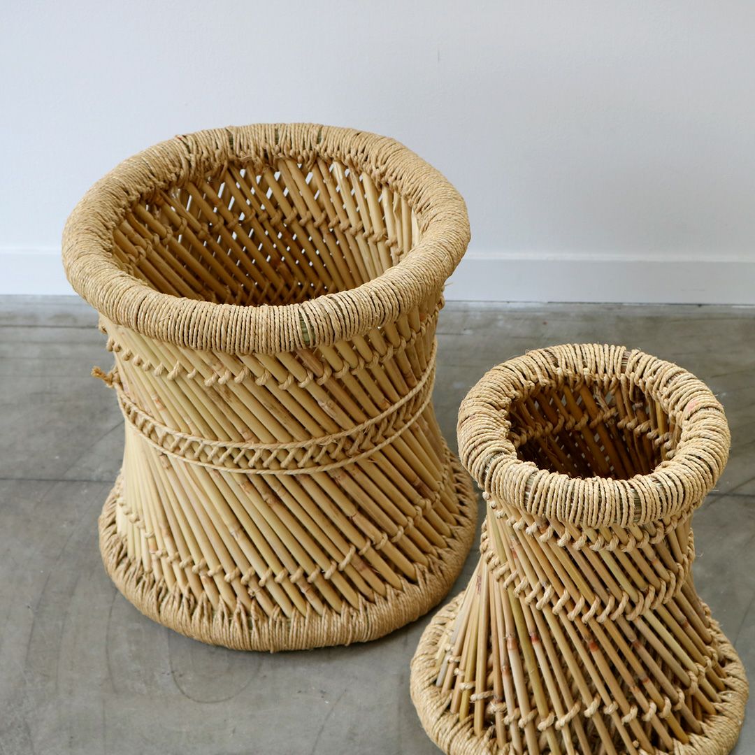 インド スツール 椅子 2個セット 天然素材 グランピエ カゴ India 葛