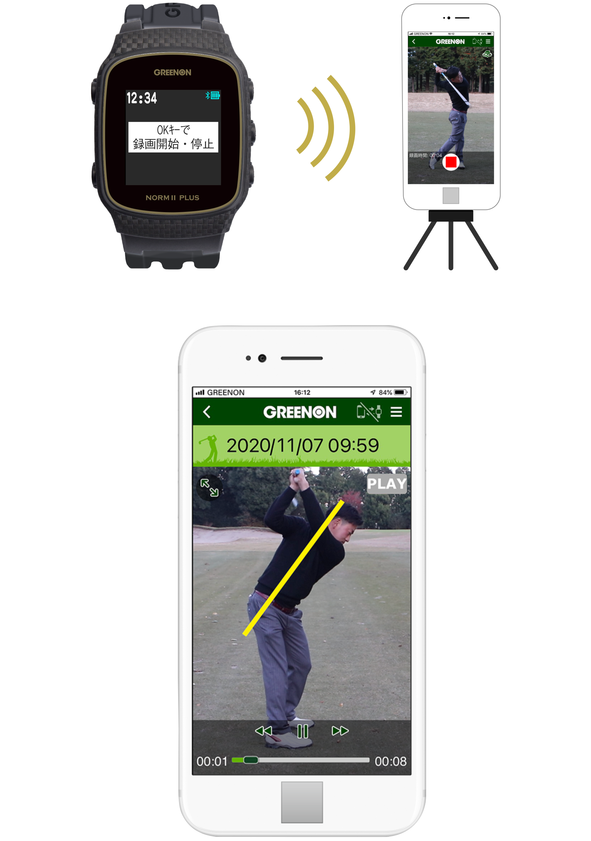 NORM II PLUS ゴルフ用GPSナビ ブラック THE GOLF WATCH NORM II PLUS