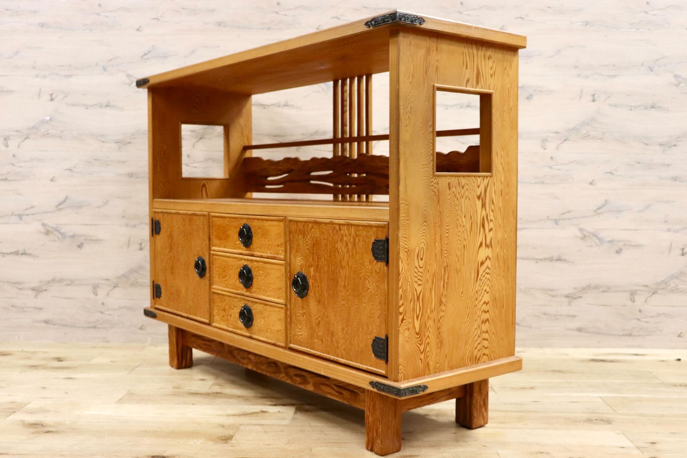 GMHH226A○世界遺産屋久杉 茶棚 飾り棚 茶箪笥 サイドボード リビング