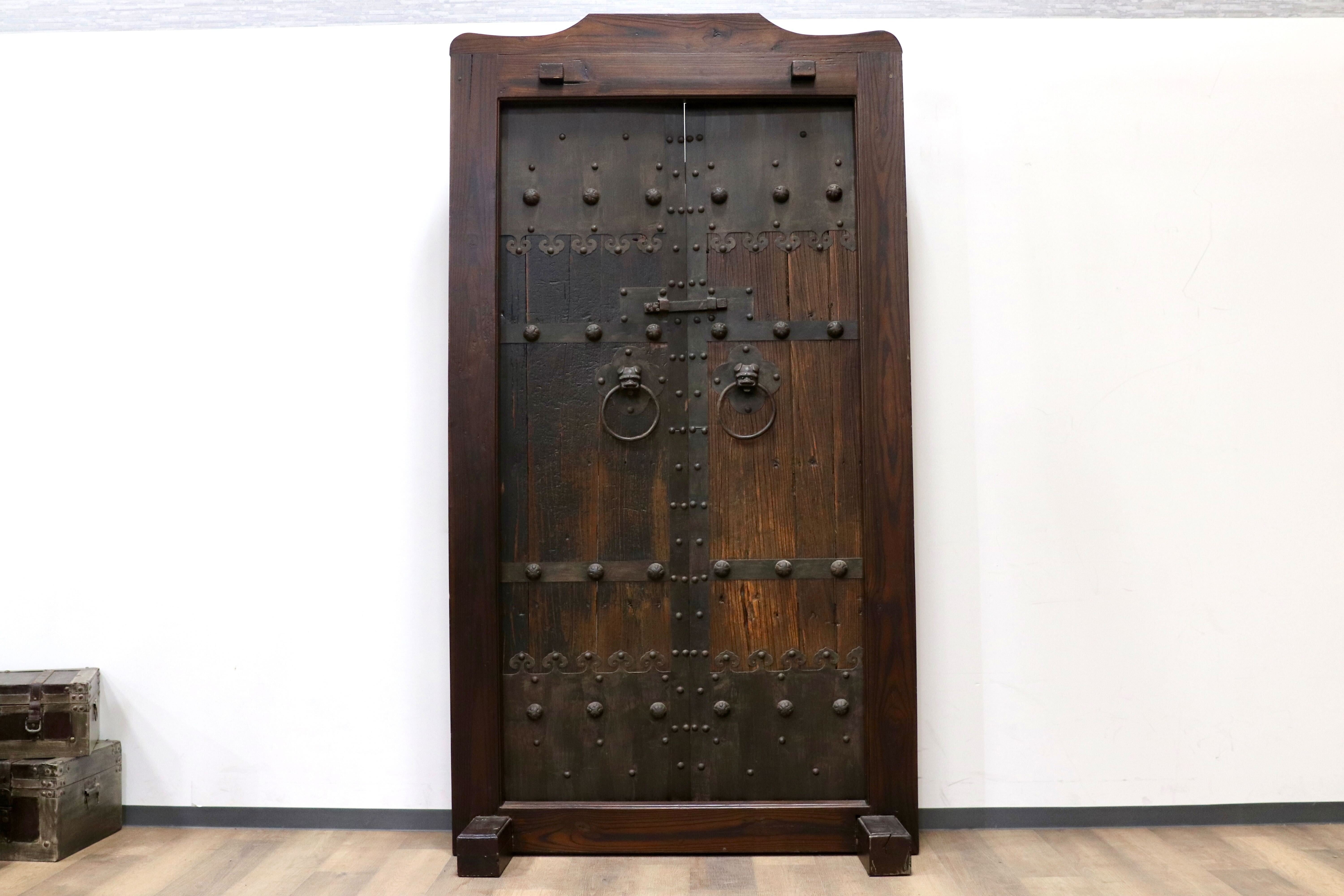 GMGH477○年代物 蔵扉 両開き 時代扉 建具 オブジェ 稀少 アンティーク