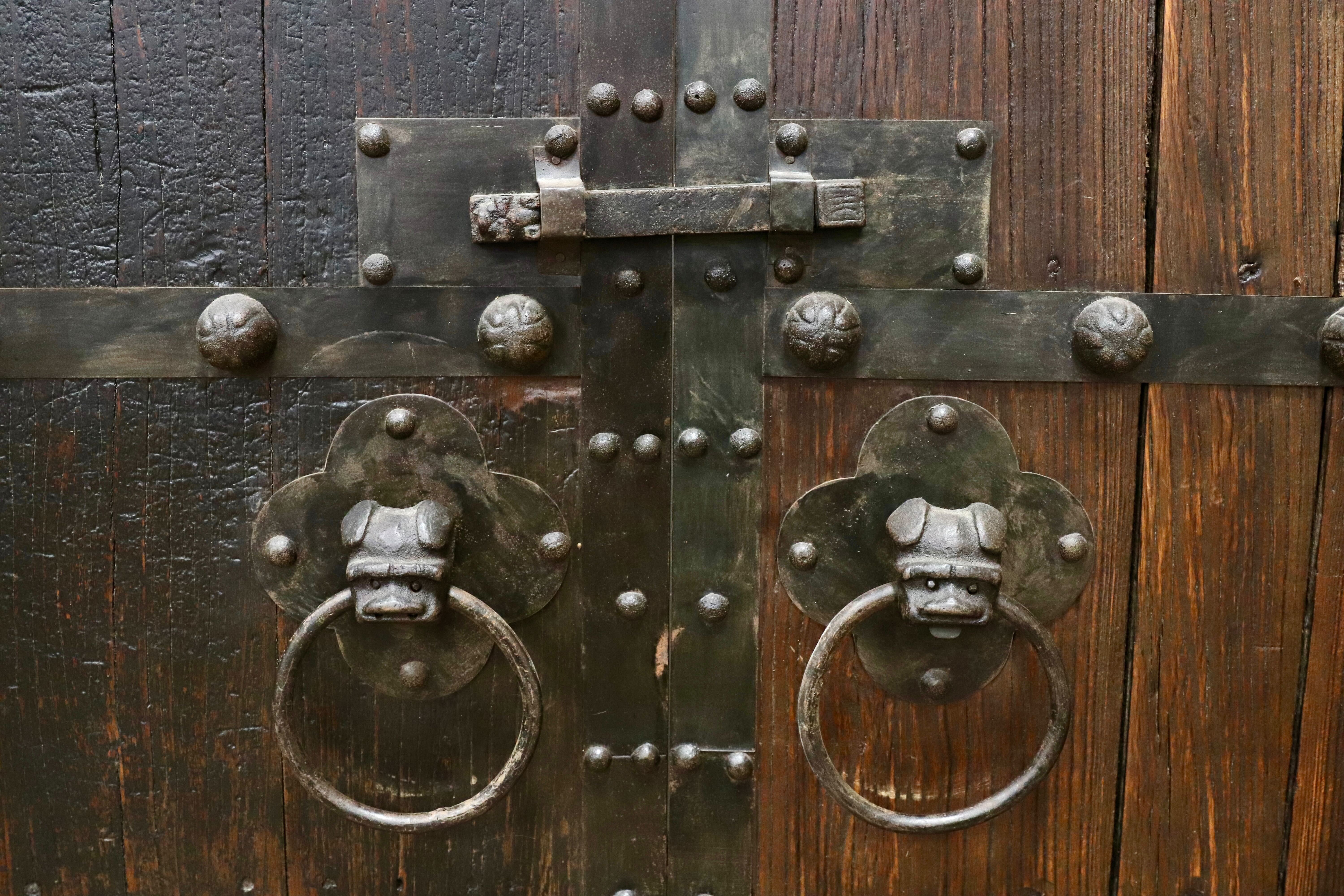 GMGH477○年代物 蔵扉 両開き 時代扉 建具 オブジェ 稀少 アンティーク