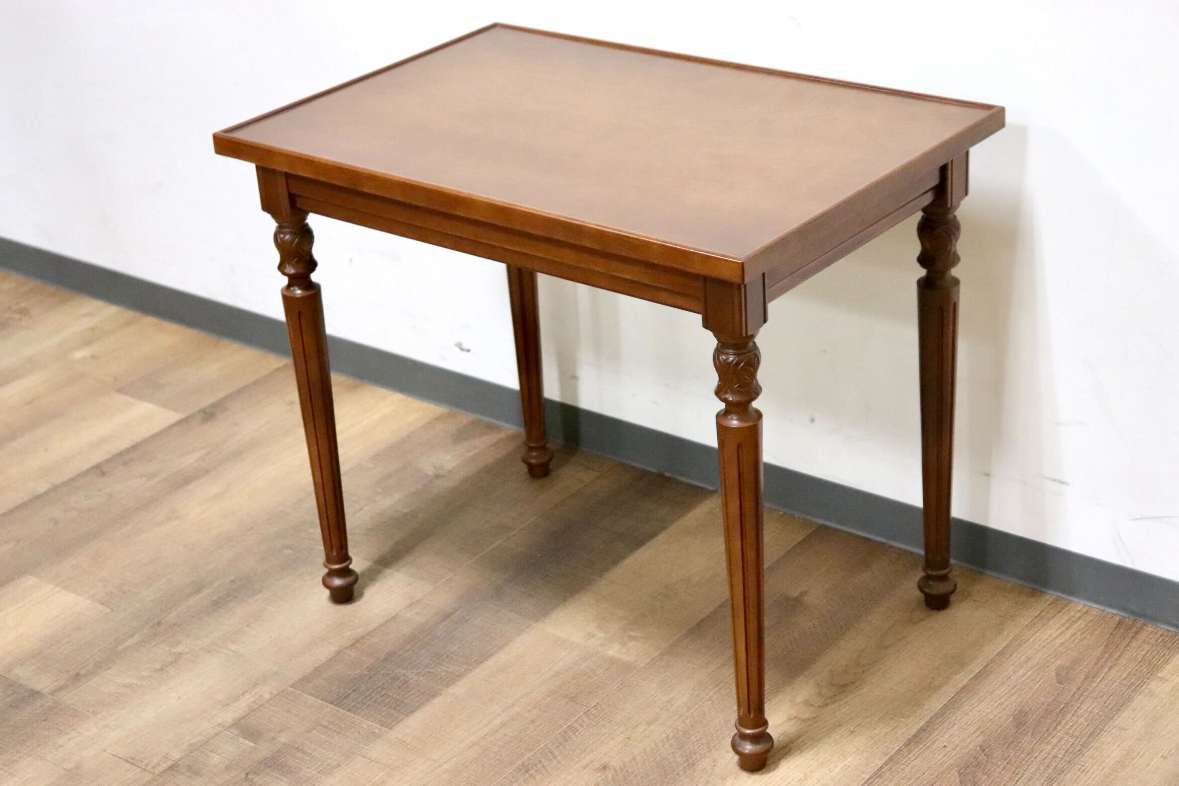 英国アンティーク木製サイドテーブル/オケージョナル机/飾り棚/花台(91