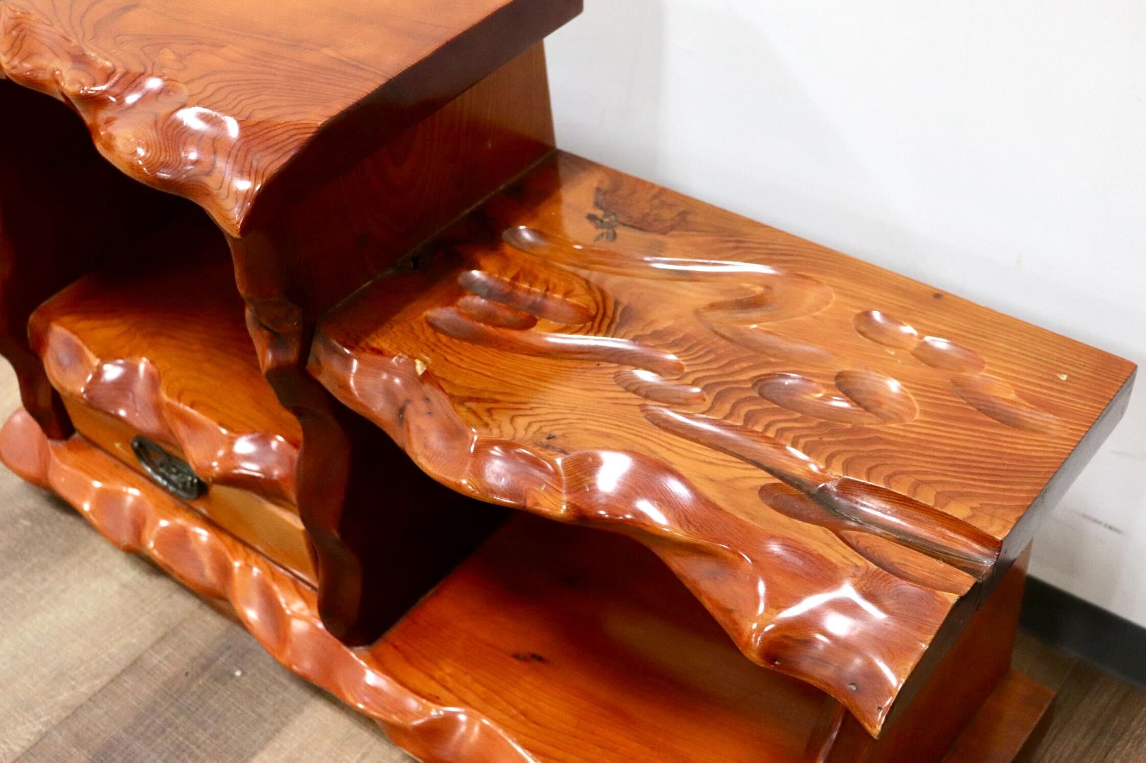 屋久杉希少壺置き台飾り台世界遺産昭和レトロウッド 屋久杉工芸