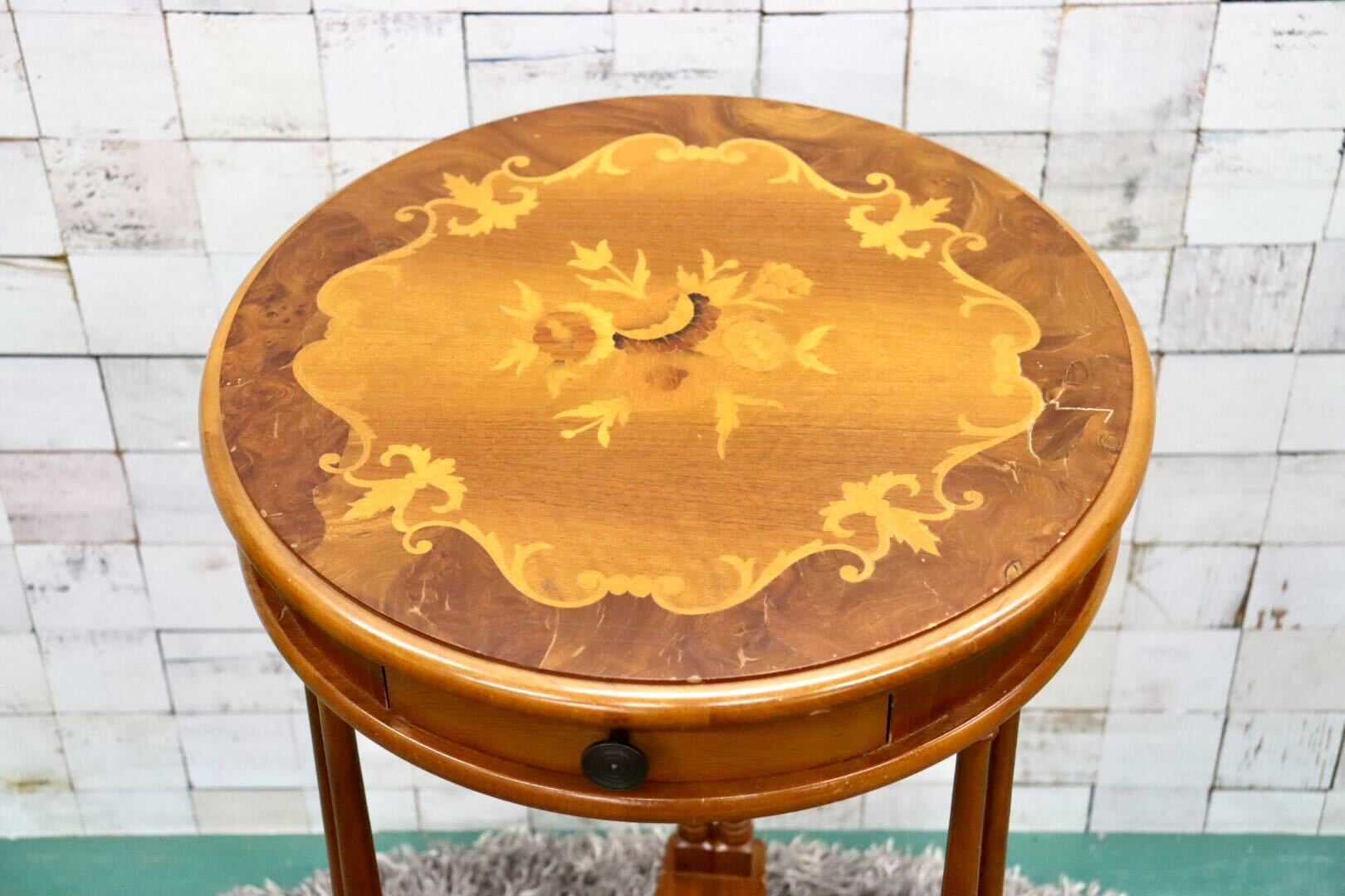 古家具 イタリア製 ドマン Demain 象嵌 サイドテーブル 【公式通販】