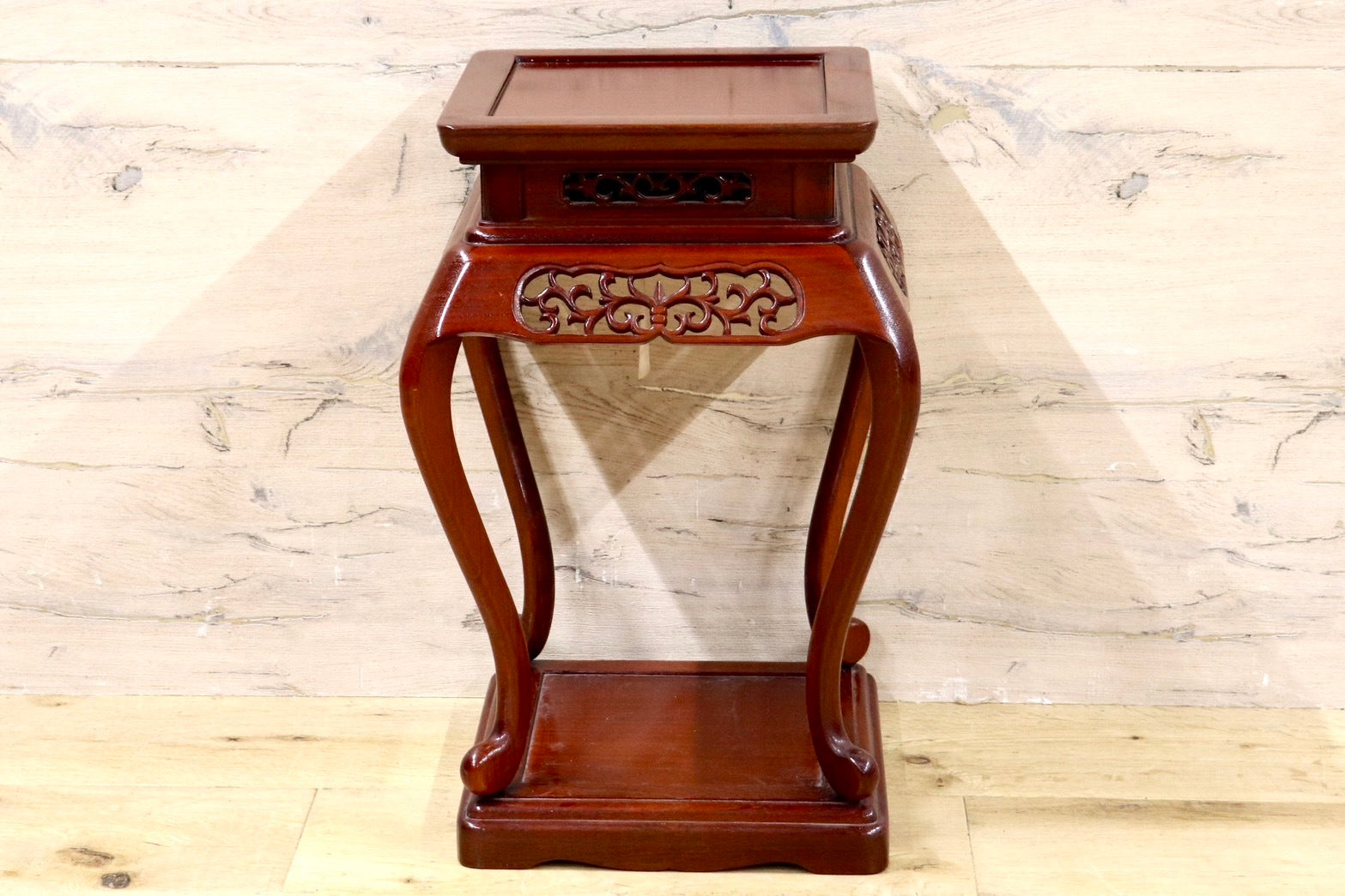 飾り台 盆栽台 花台 香炉台 茶華道具 透かし彫り GA7 .: