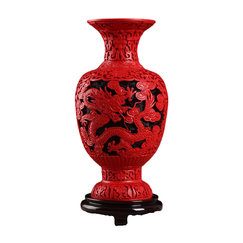 堆朱，中国，剔红，清時代，骨董，花瓶，摆件，置物