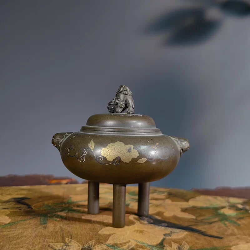 銅器 仏手倒流香 茶台 机 事務室 薫香炉 装飾品 工芸品 置物 銅器 仏手
