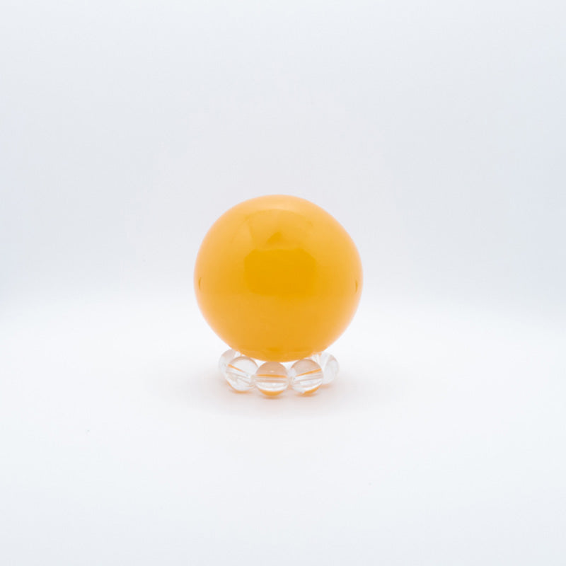 送料無料】オレンジカルサイト丸玉《49mm球》水晶台座付