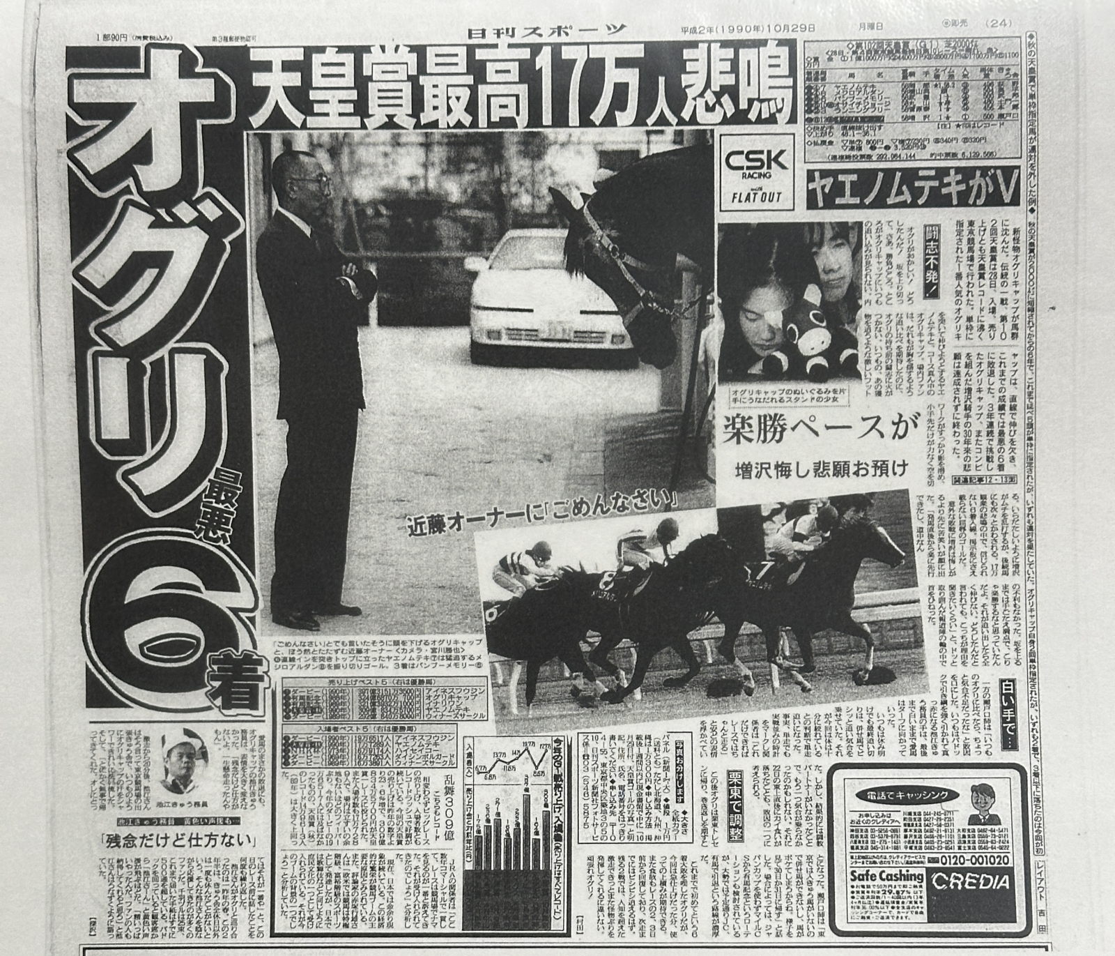 オグリキャップ 1990年宝塚記念G1 現地単勝馬券 【公式通販】