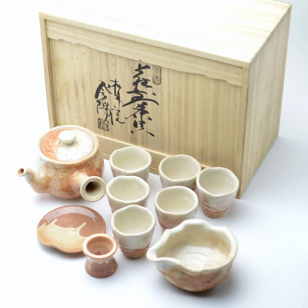 萩焼 6客揃 六角 茶碗 湯のみ 茶道具 煎茶 萩焼 6客揃 六角
