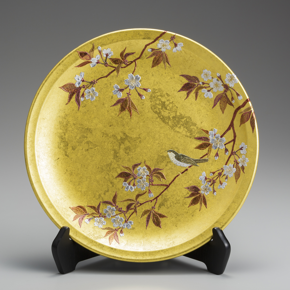 飾り皿 桜にうぐいす