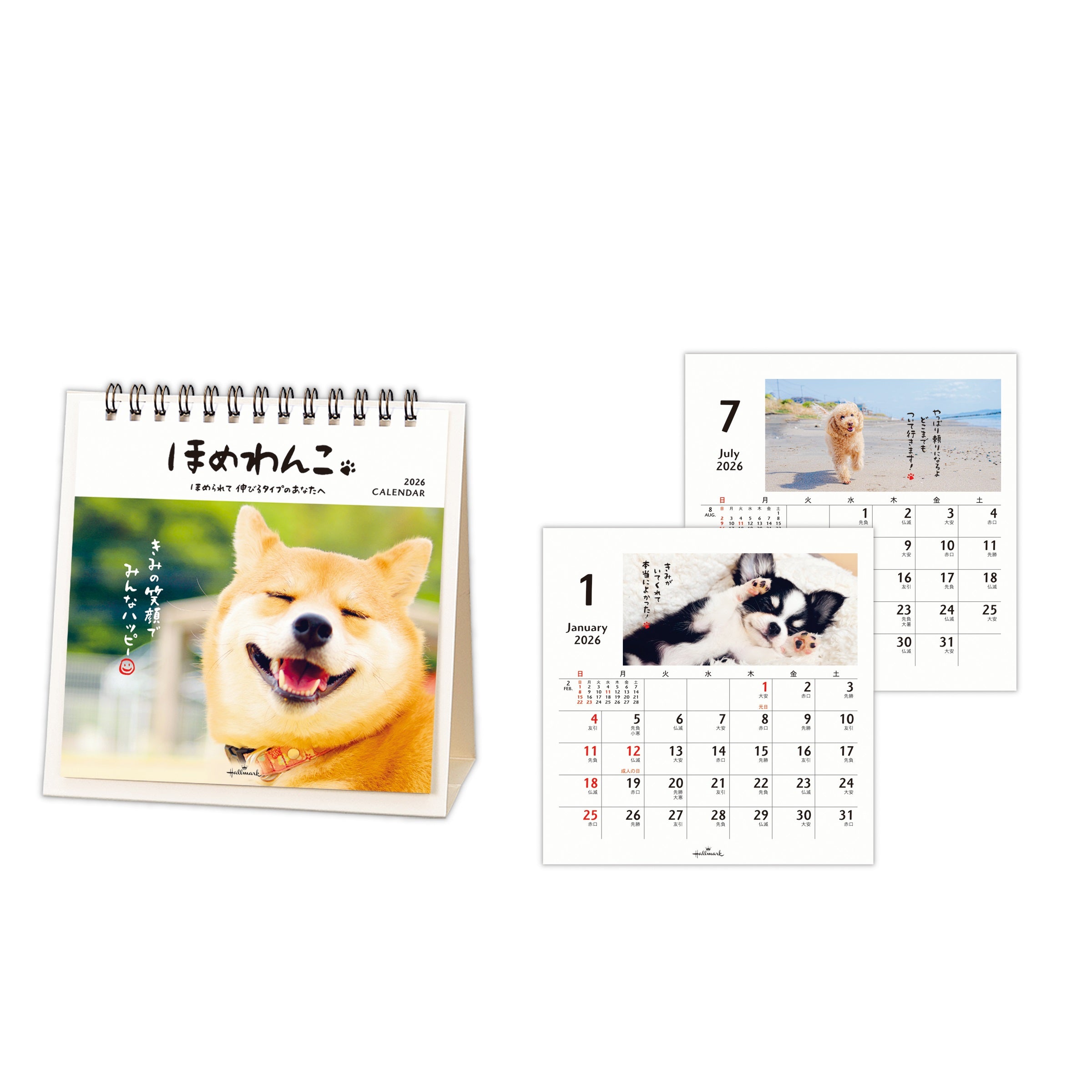 ほめわんこ【卓上カレンダー 2026】日本ホールマークの2026年