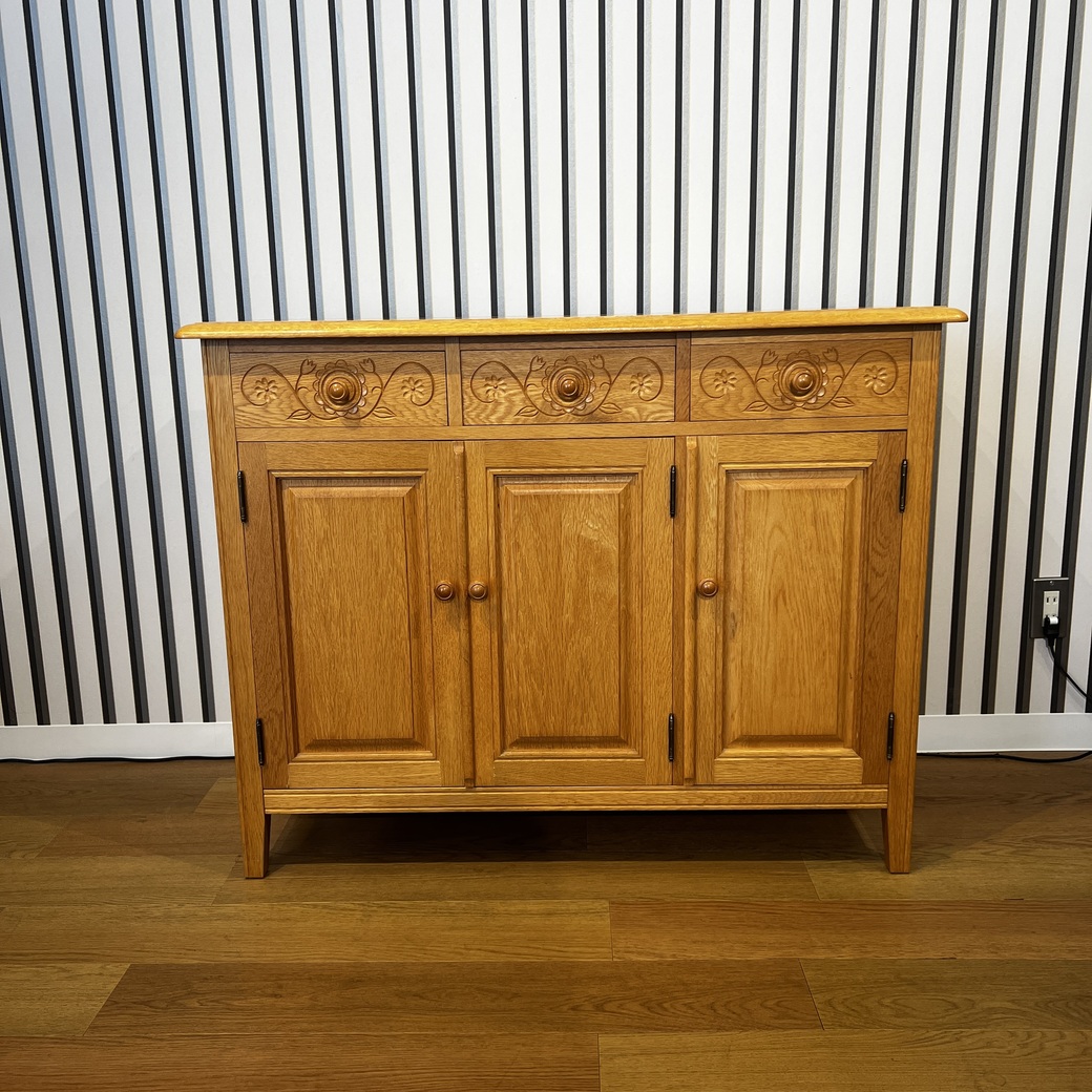 葉山家具 葉山ガーデン オーク材 スリムキャビネット キャスター付