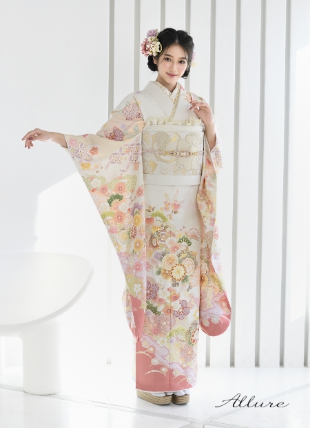 ピンク/桃/白/ホワイト/古典柄/かわいい/レトロ】の成人式振袖人気