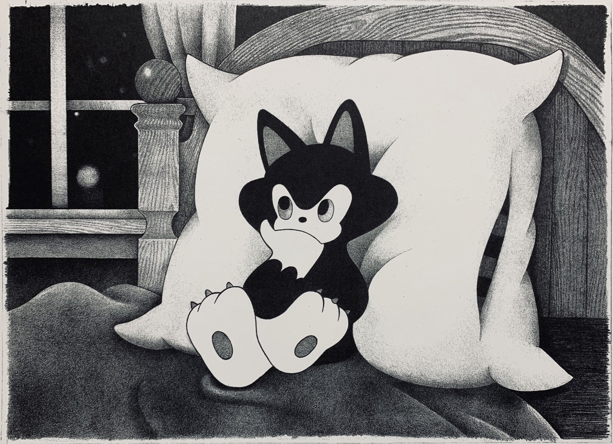 イデタツヒロ TIDE 原画ANGRY CAT LUMINAIRE アート