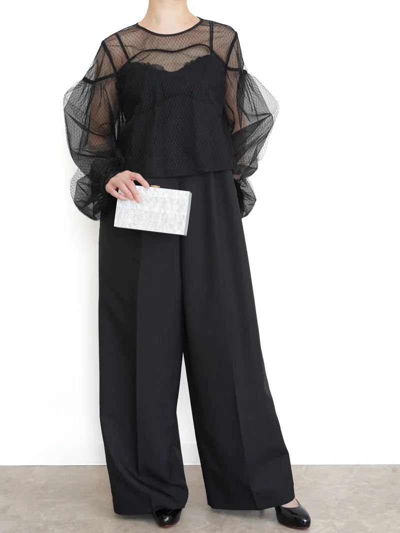 Ameri VINTAGE（アメリ ヴィンテージ）NET TULLE TOP LAYERED ROMPERS