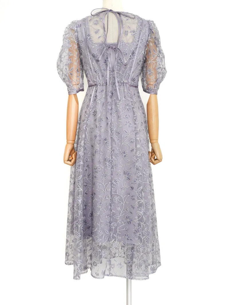 LILY BROWN（リリーブラウン）チュール刺繍ドレス（ラベンダー/1