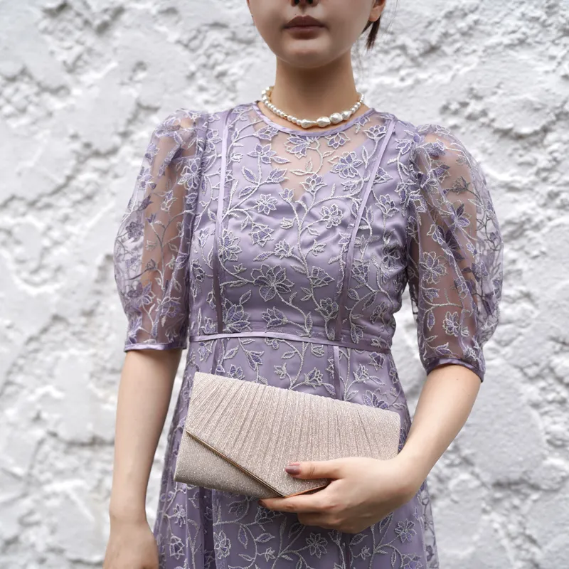 LILY BROWN（リリーブラウン）チュール刺繍ドレス（ラベンダー/1