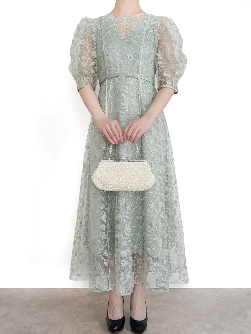 LILY BROWN（リリーブラウン）チュール刺繍ドレス（ミント/1