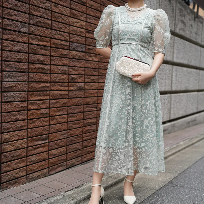 LILY BROWN（リリーブラウン）チュール刺繍ドレス（ミント/1