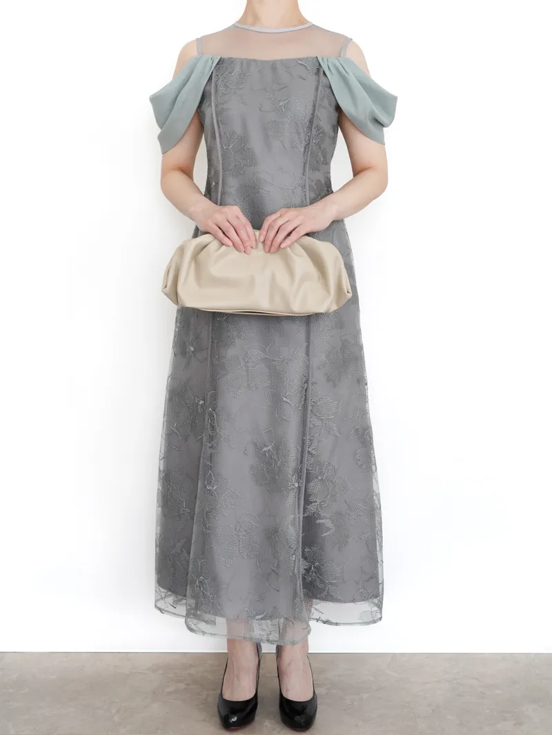 LAGUNAMOON（ラグナムーン）LADYチュール刺繍オフショルダーワンピース