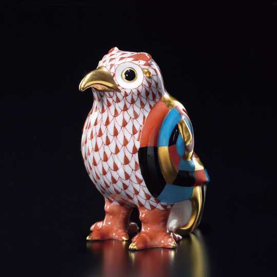 ヘレンド 本の上の梟(L) ビューヘレンド 赤色の鱗模様 フィギュリン