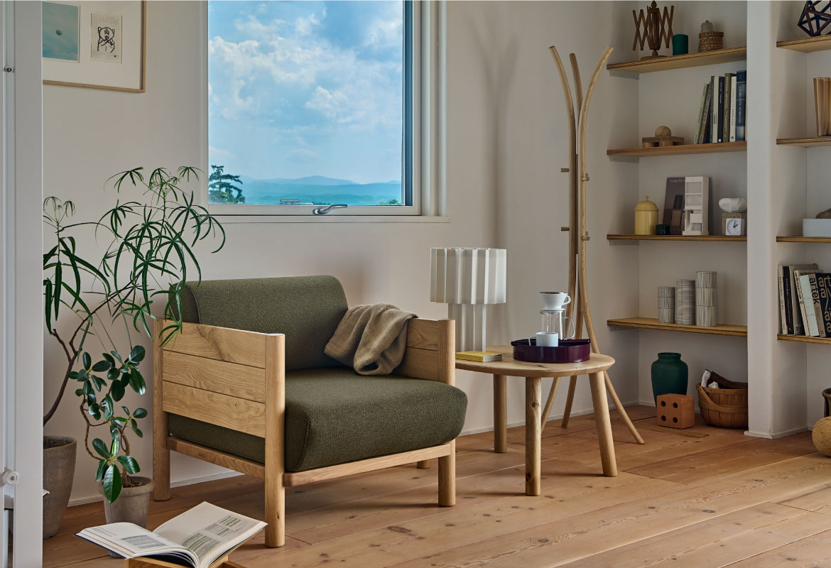 檜のベンチ(76・77) あいこ❕丸太風の脚節無し座面を