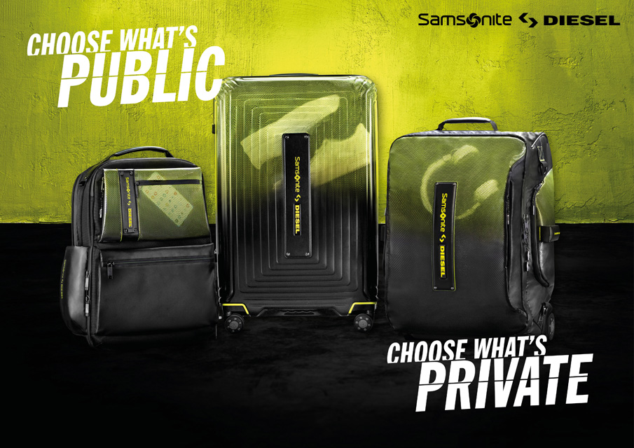 DIESEL×Samsonite、カラーコントラストで魅せるラゲージコレクション