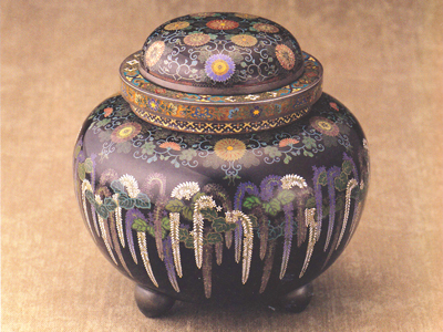 陶胎七宝 筆立て 朝顔 明治 アンティーク 陶胎七宝 筆立て 朝顔 明治