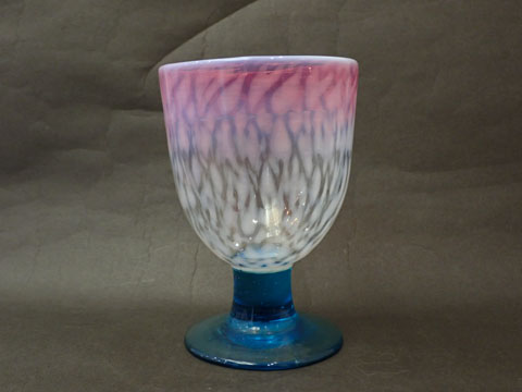 昭和レトロ 氷コップ 糸巻き 花吹雪 吹きガラス 昭和レトロ 氷コップ