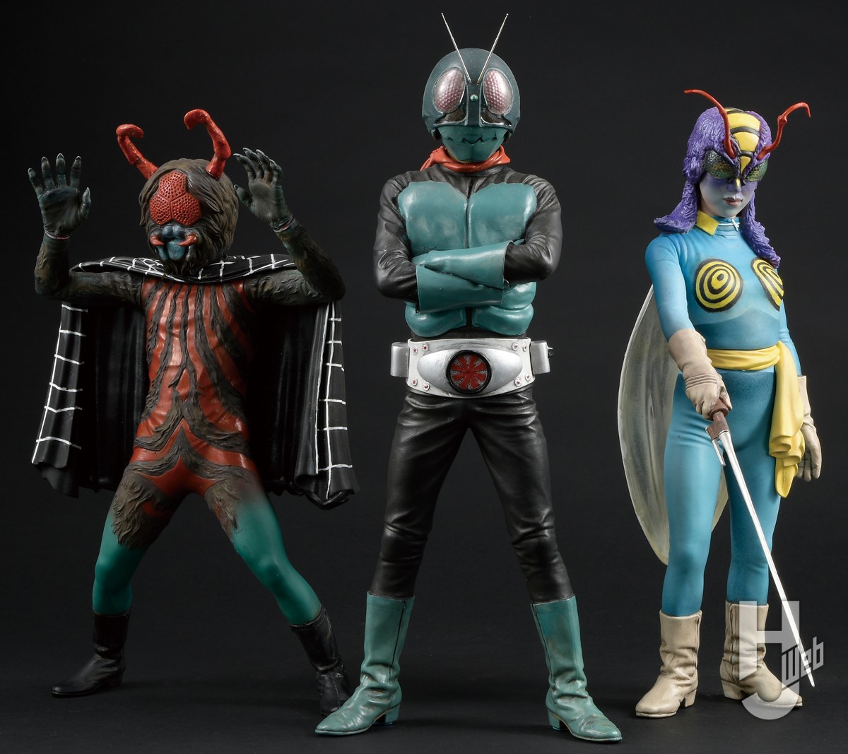 昭和レトロ 仮面ライダー1号怪人EXソフビ蜘蛛男蜂女狼男カメバズーカ