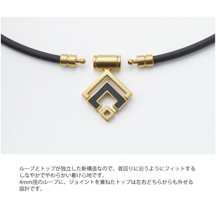 ARK52コランテッド 幾何学的デザイン ネックレス ブラック ゴールド