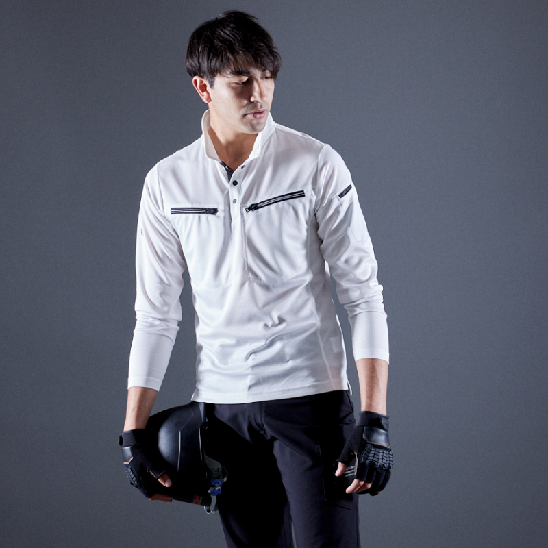 601ミニ衿長袖ポロシャツ - HOOH VILEA 作業着と電動ファン付き快適